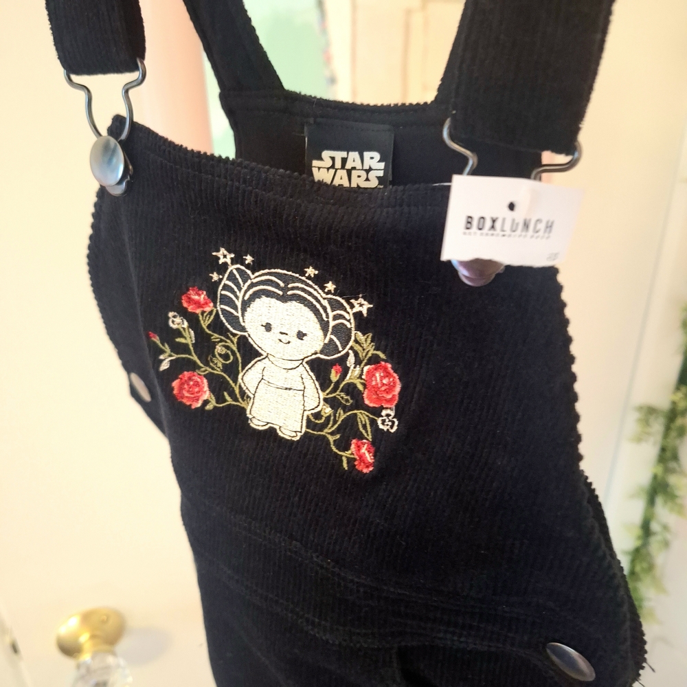 Star Wars Kids Black Corduroy Overalls with Embroidered Princess - Picture 4 of 7
